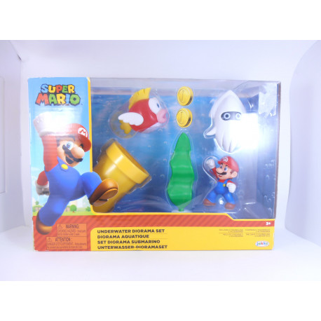 Super Mario Underwater Diorama Set - Jakks Pacific (Nuevo)